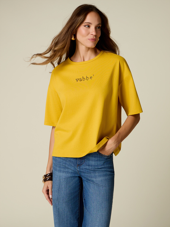 T-Shirt mit Buchstaben-Stickerei