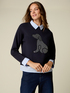 Strickpullover mit Hemddetails und Kristallen image number 0