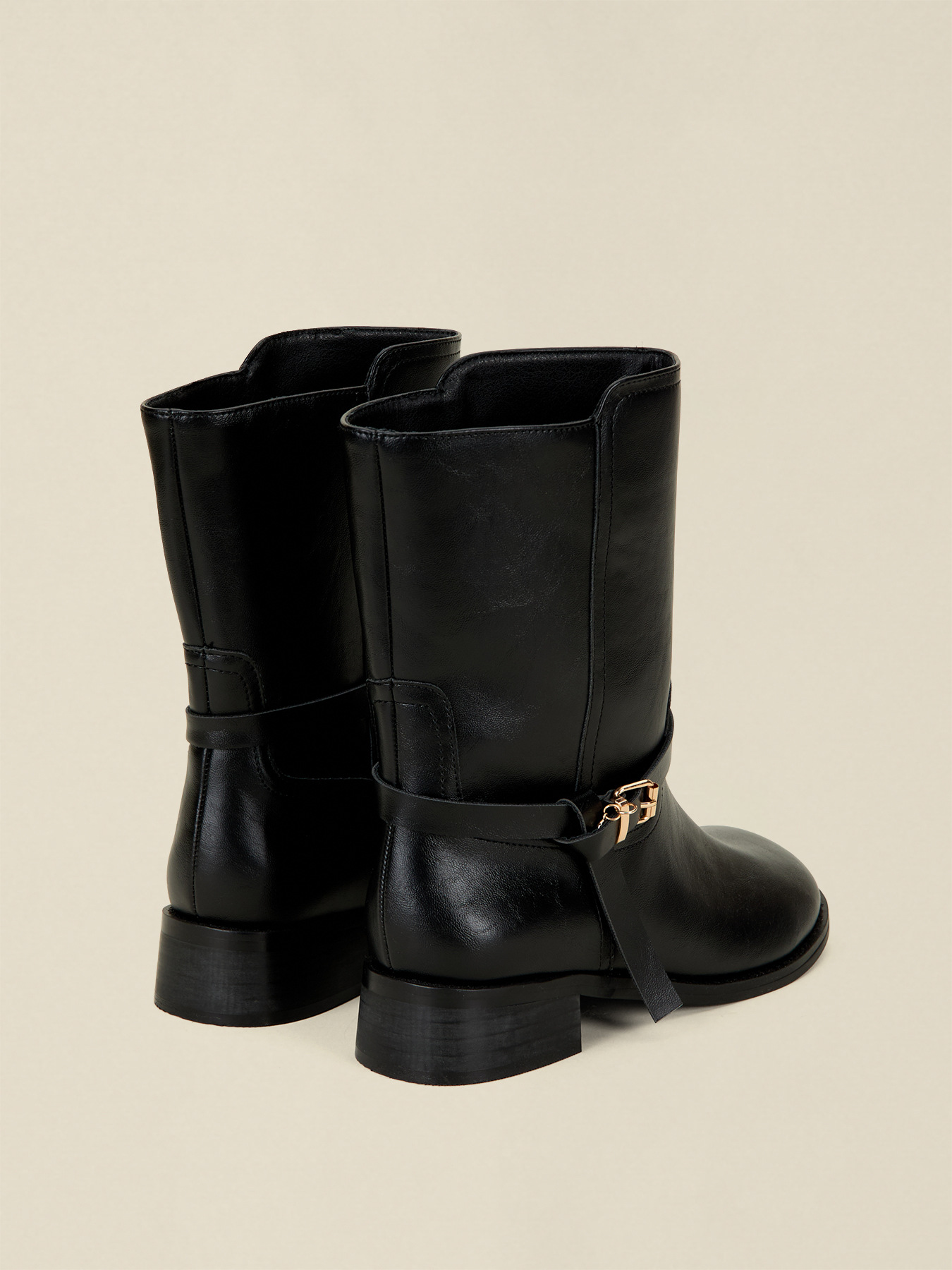 Biker boots with strap and metal buckle image number 3