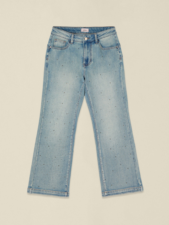 Cropped flare jeans with crystals
