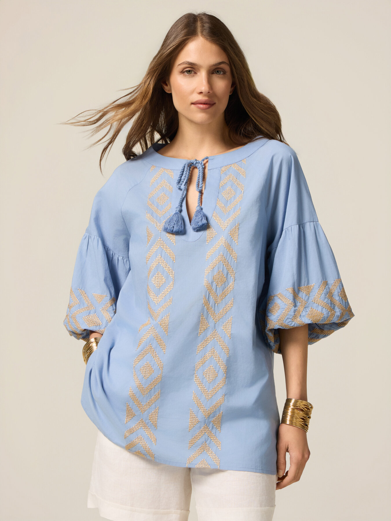 Cotton blouse with embroidery image number 0