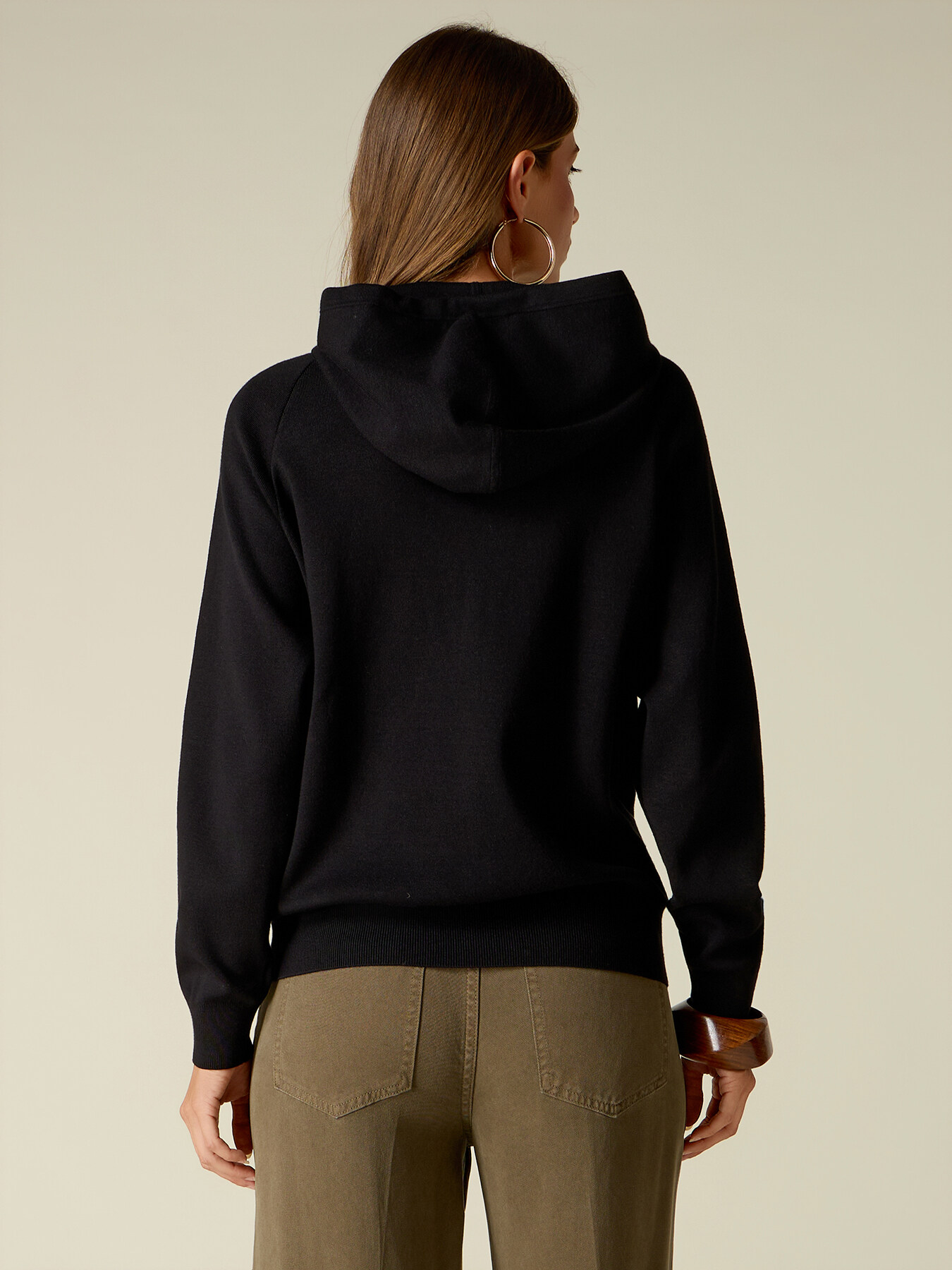 Hooded sweater with jewel embroidery image number 1