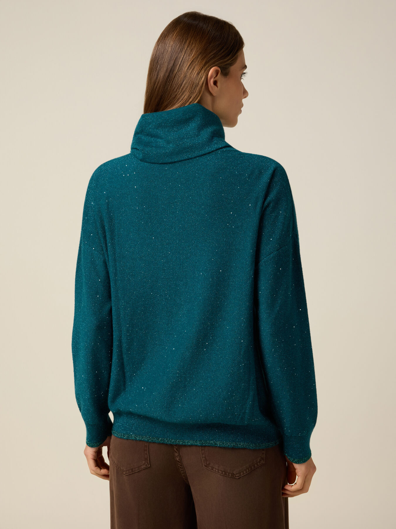 Mixed cashmere turtleneck with sequins image number 1