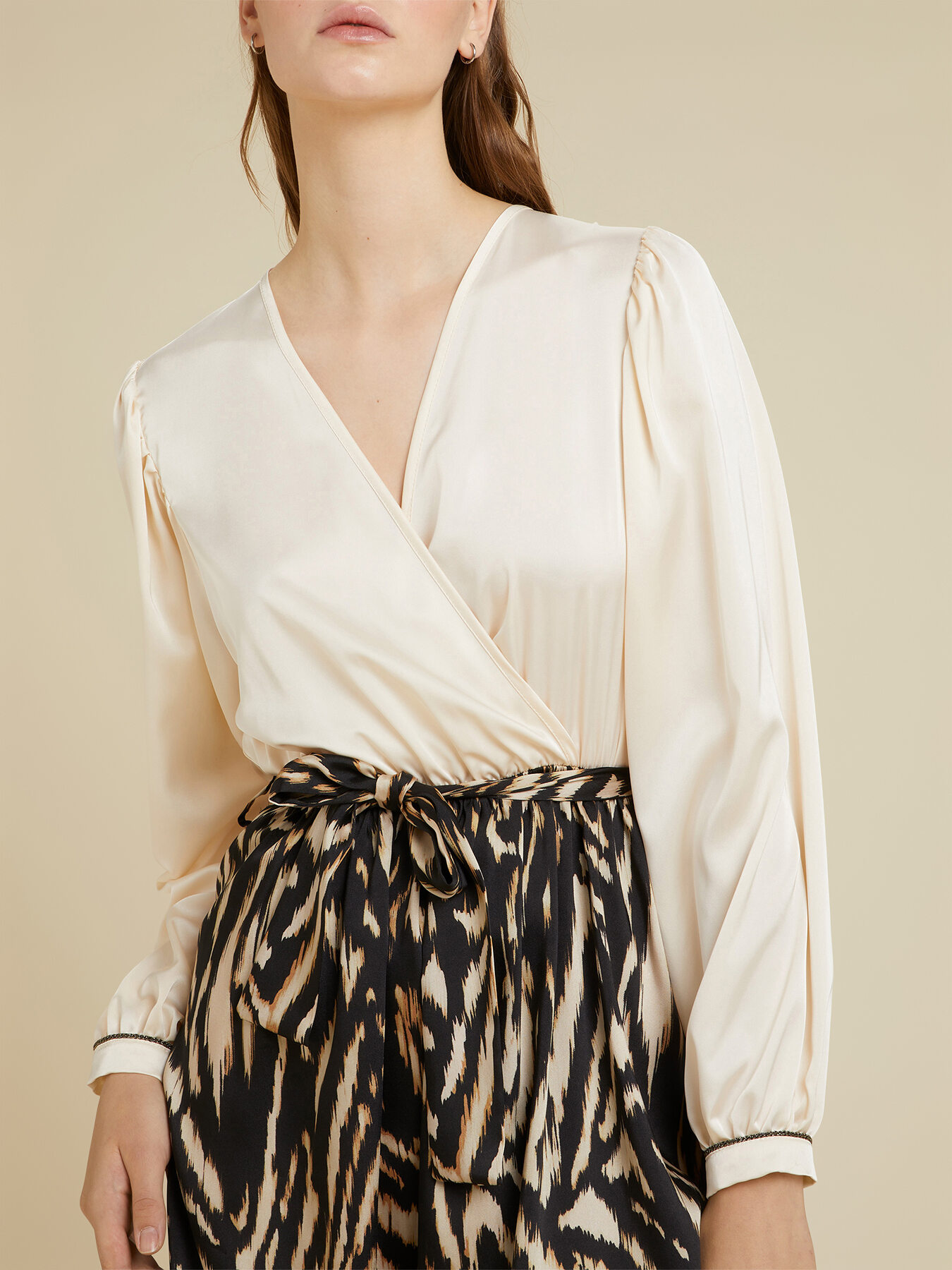 Two-tone satin mini dress image number 3