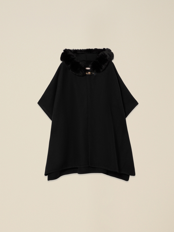 Maxi hooded poncho