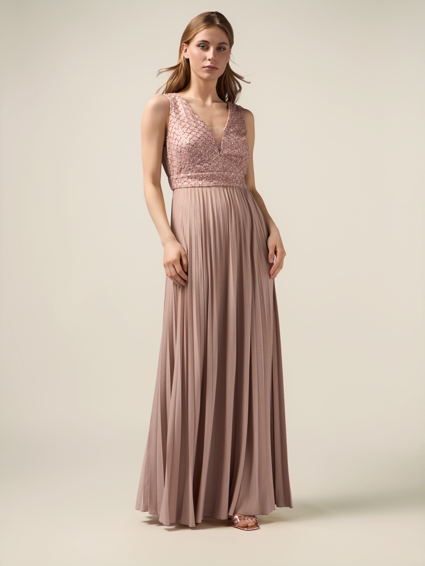 Vestito lungo con corpino ricamato image number 0