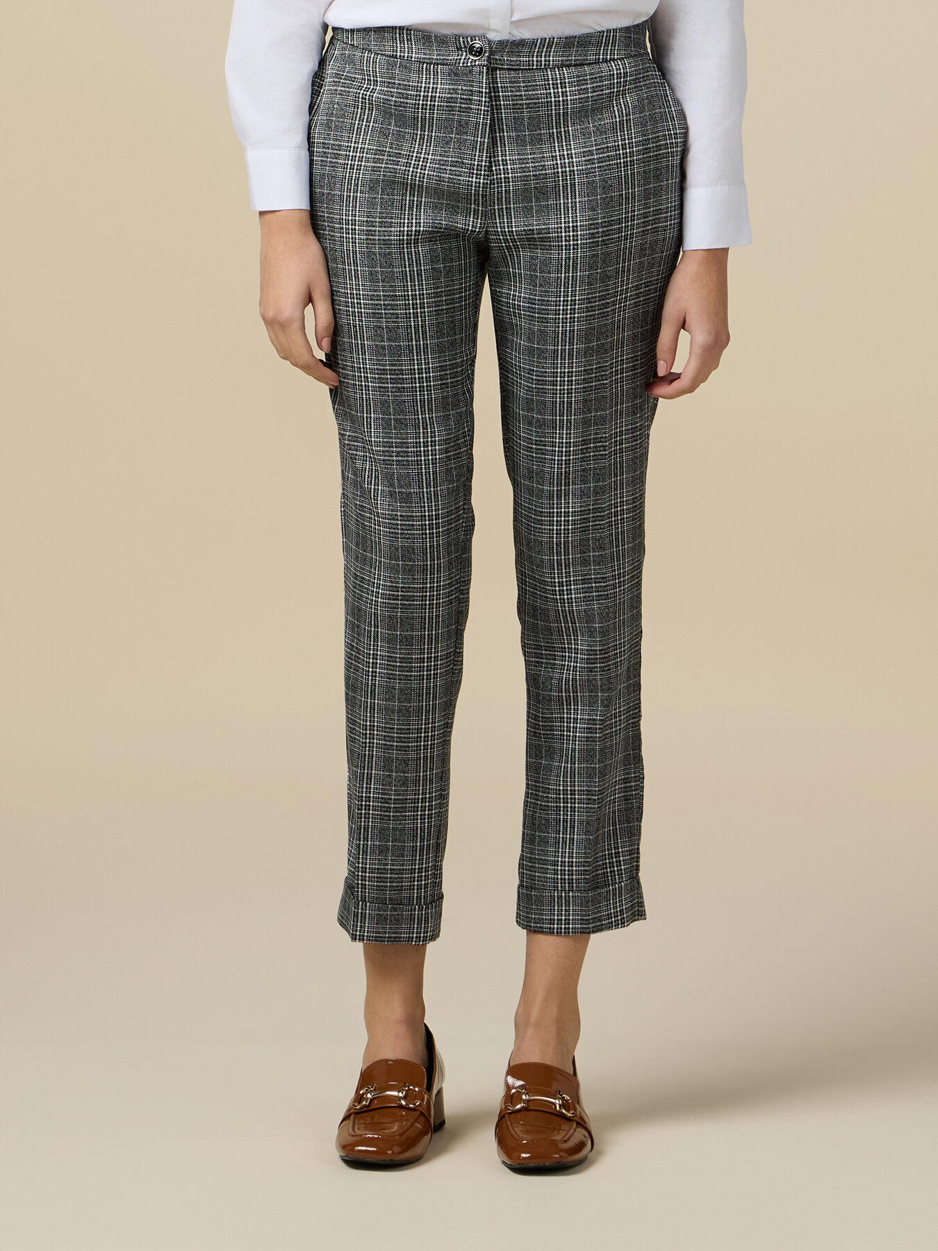 Pantaloni dritti in tessuto check image number 3