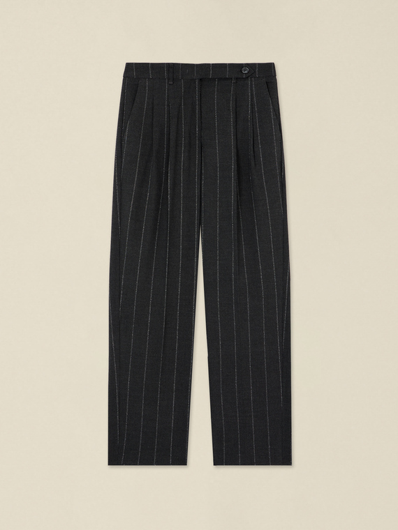 Pantaloni carrot in flanella gessata