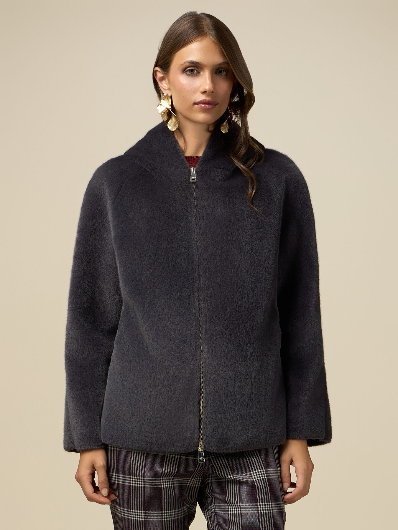 Blousonjacke in Teddy-Optik mit Kapuze image number 0