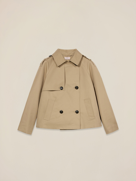 Kurzer Trenchcoat aus Baumwollmischung