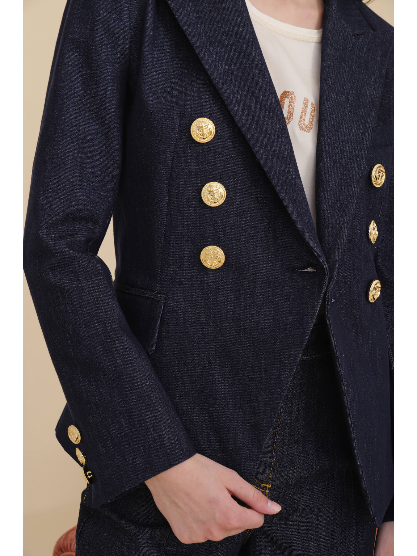 Blazer doppiopetto in denim image number 2