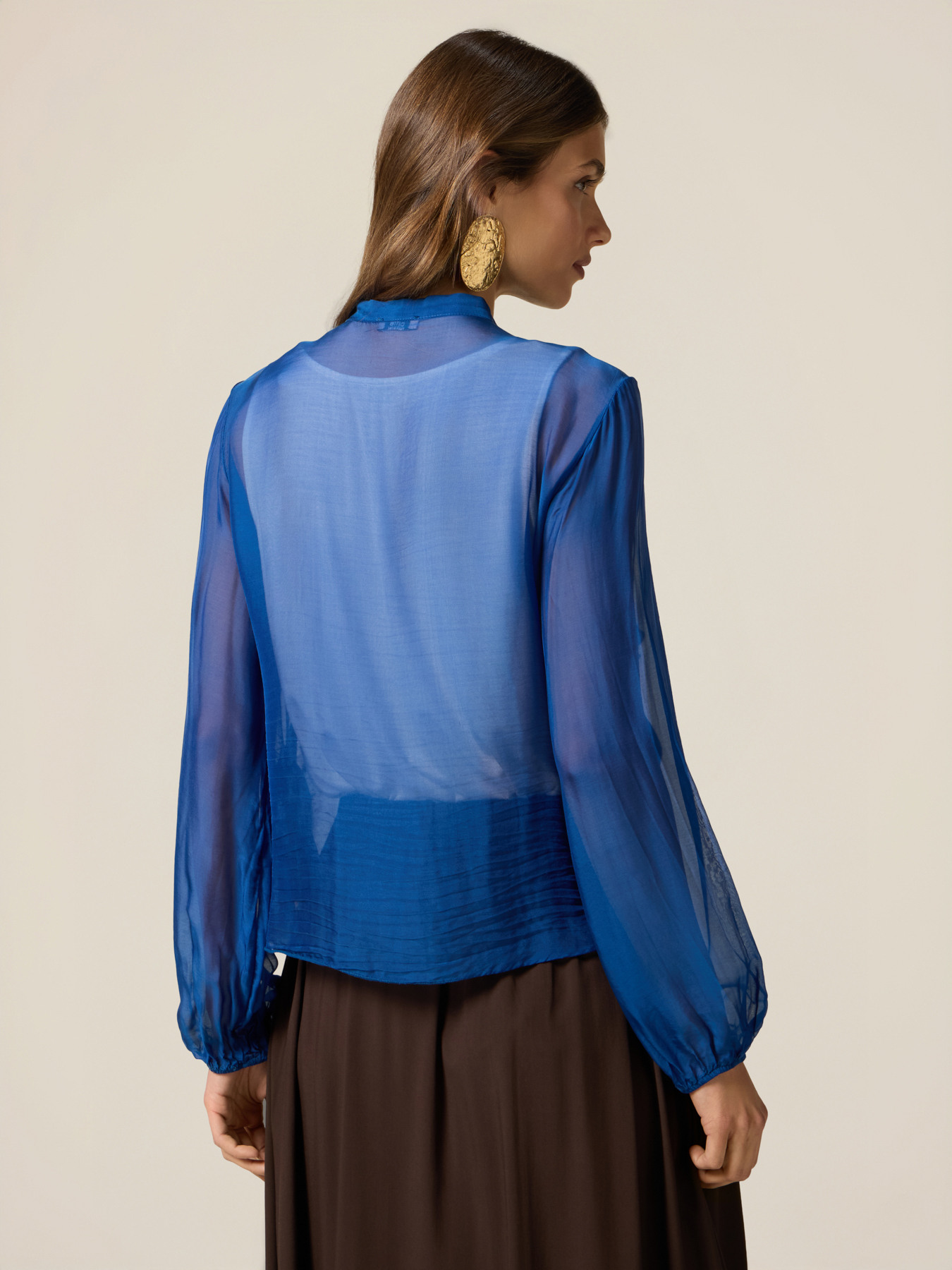 Silk blend shirt with ruffle image number 1