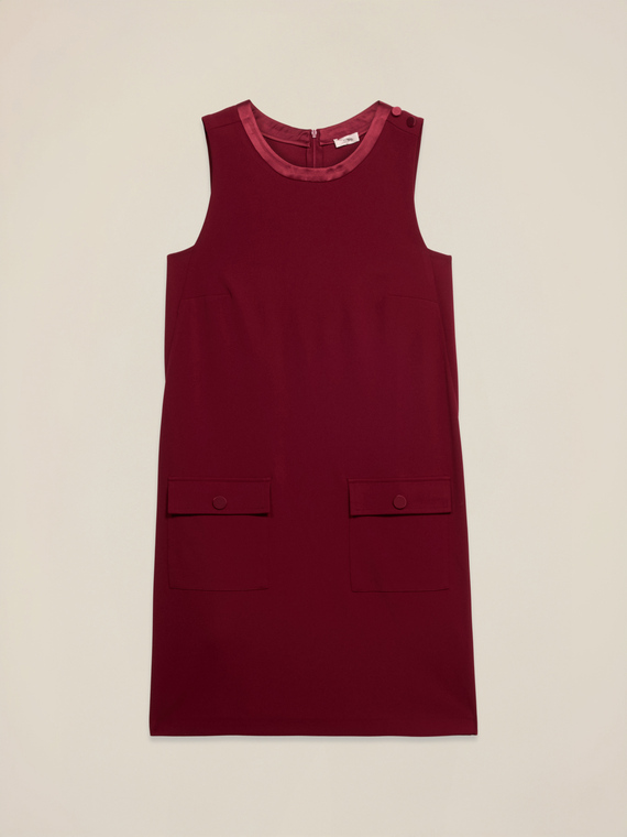Fluid sheath dress with pockets and buttons