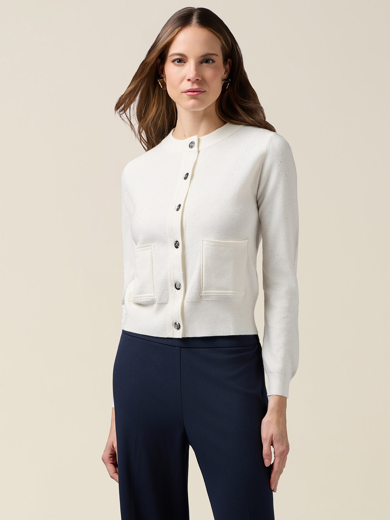 Cardigan tip jachetă cu micro paiete image number 0