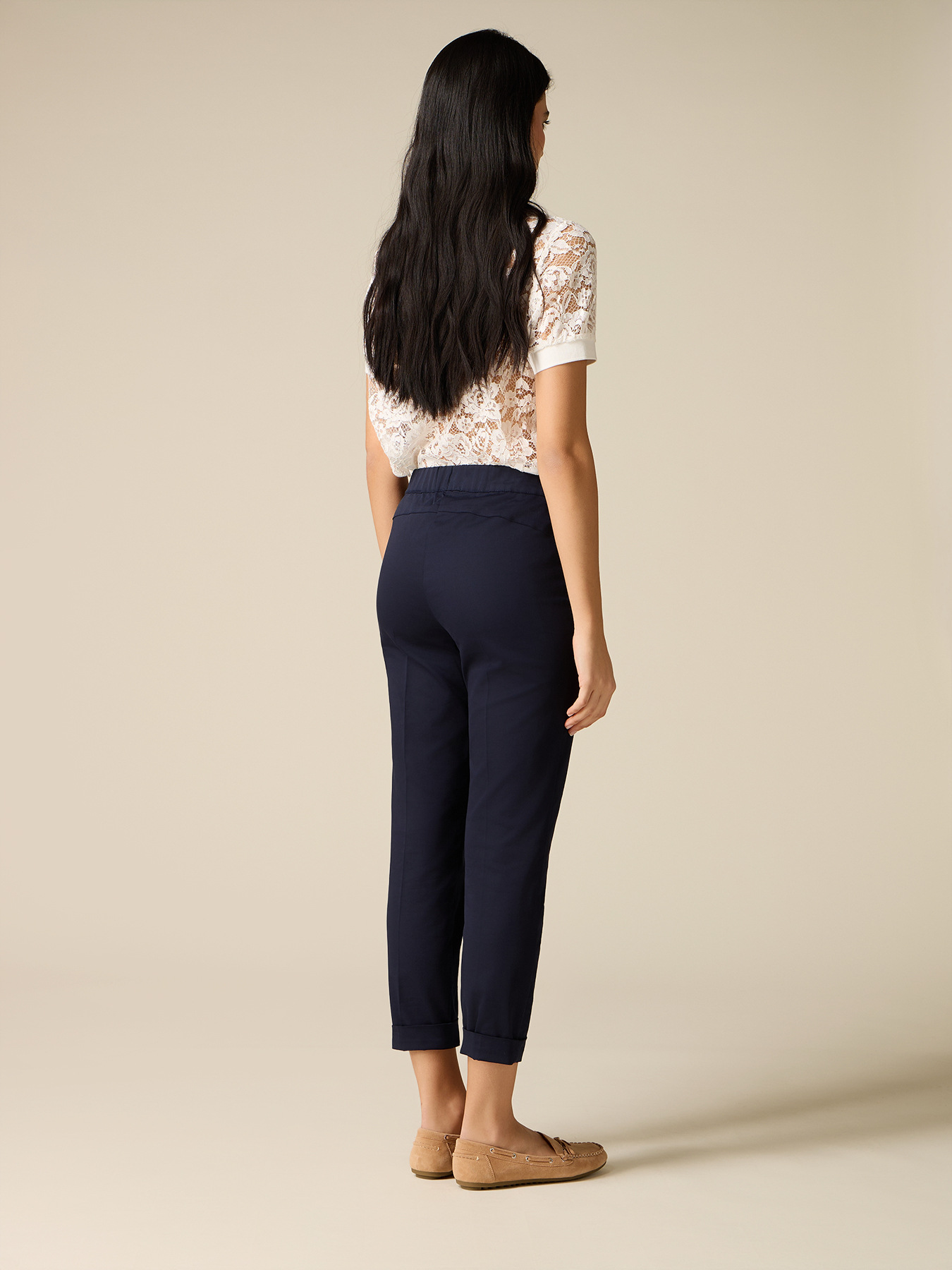 Chinos in satin misto cotone image number 1