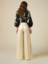 Linen-blend trousers with gold print image number 1