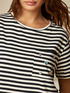 T-shirt a righe con taschino e castoni image number 2