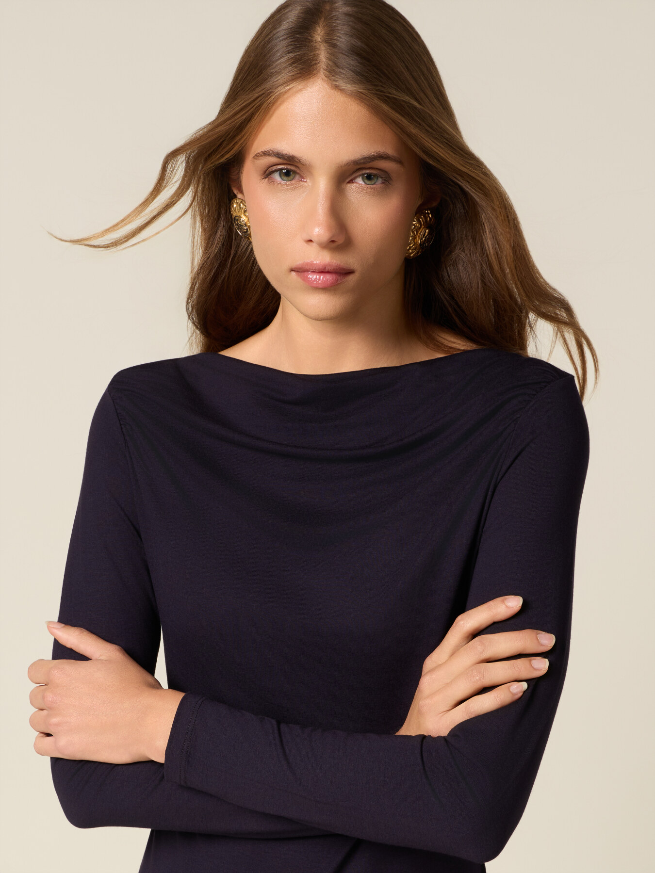 Viscose t-shirt with draping image number 2