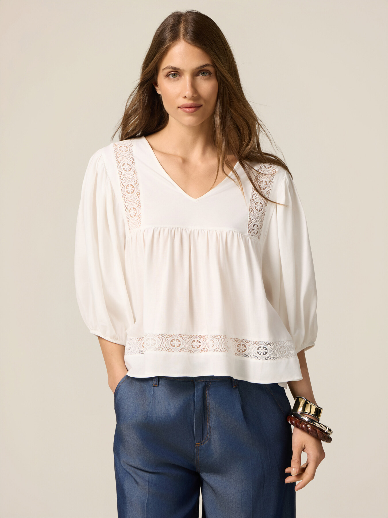 T-shirt boxy con ajour image number 0