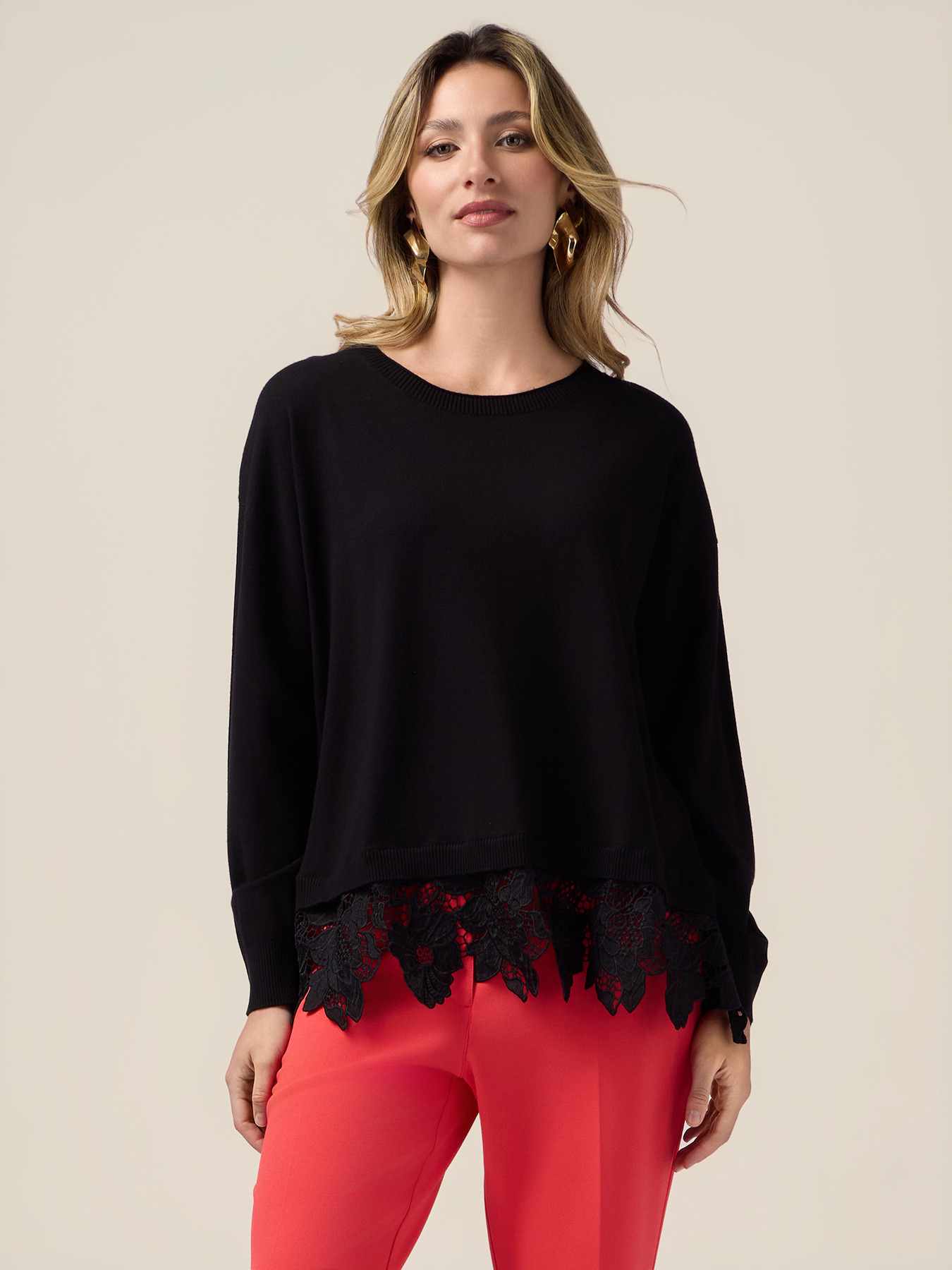 Pullover mit Spitzeneinsatz image number 0