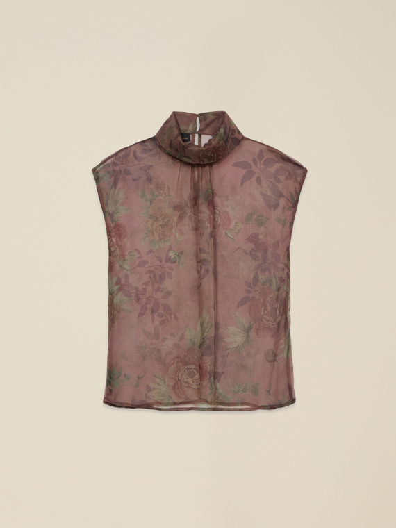 Blusa fantasia in tessuto cr&ecirc;pe