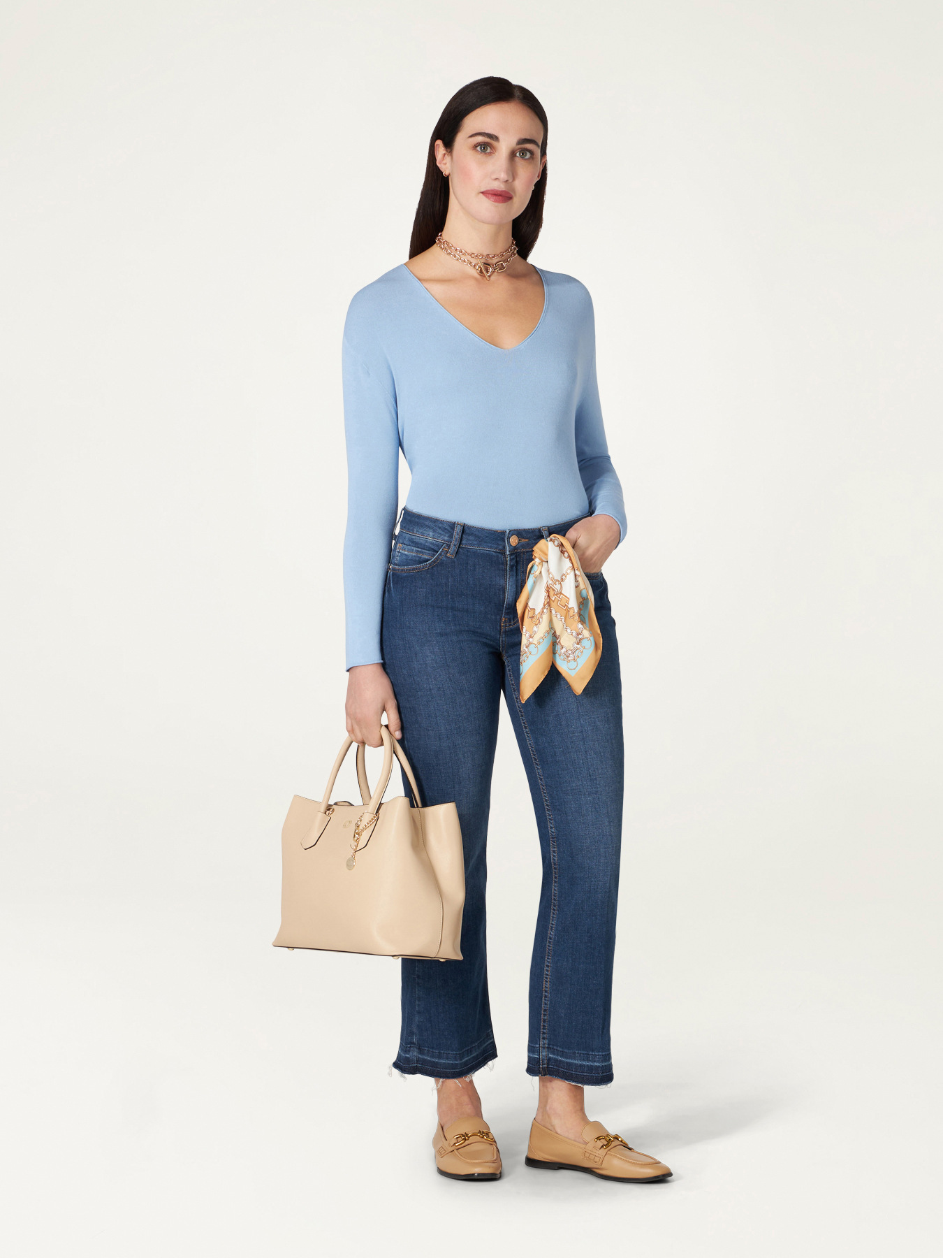 Shanghai kick flare jeans with scarf image number 0