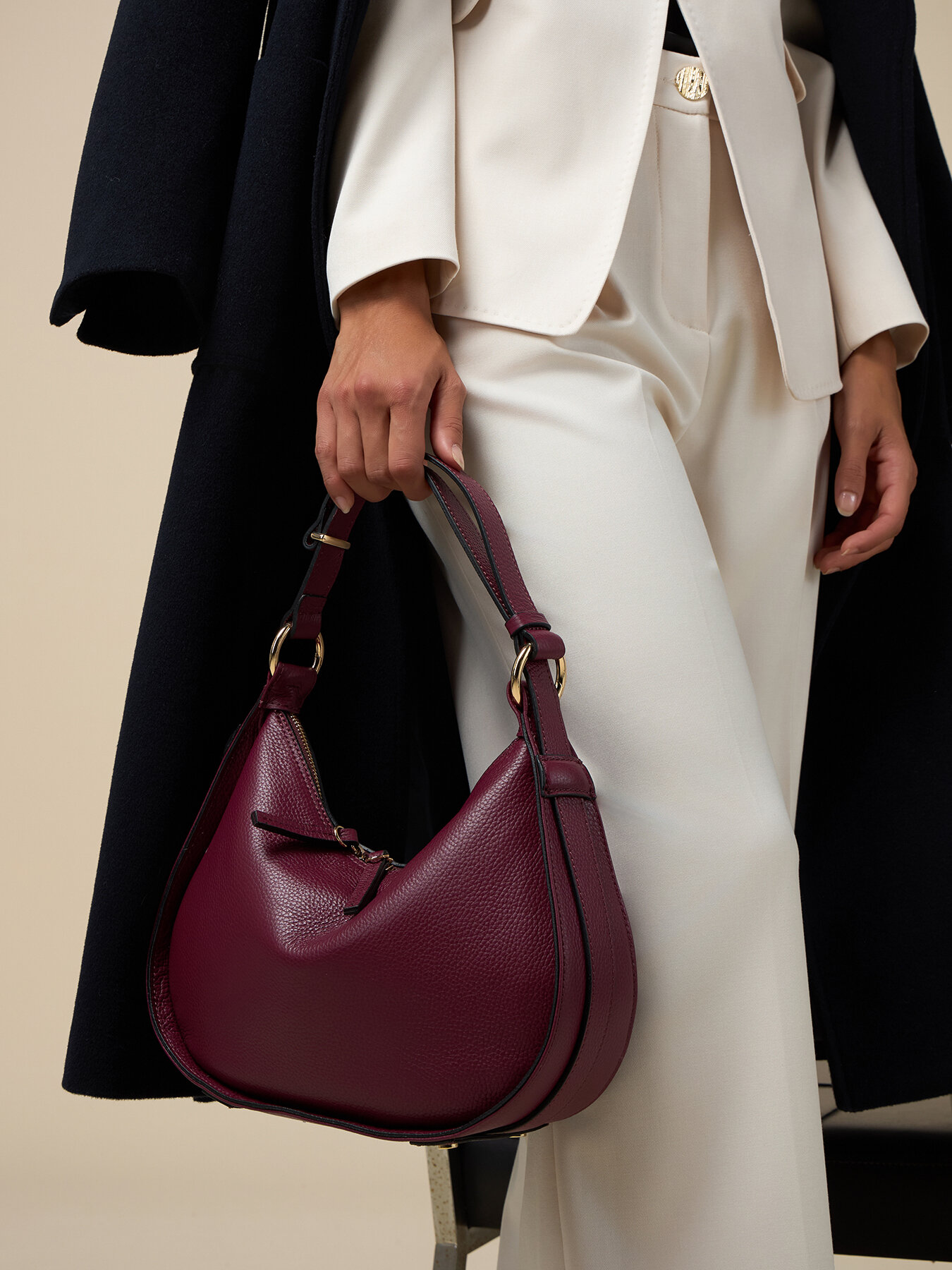 Real leather hobo bag image number 1