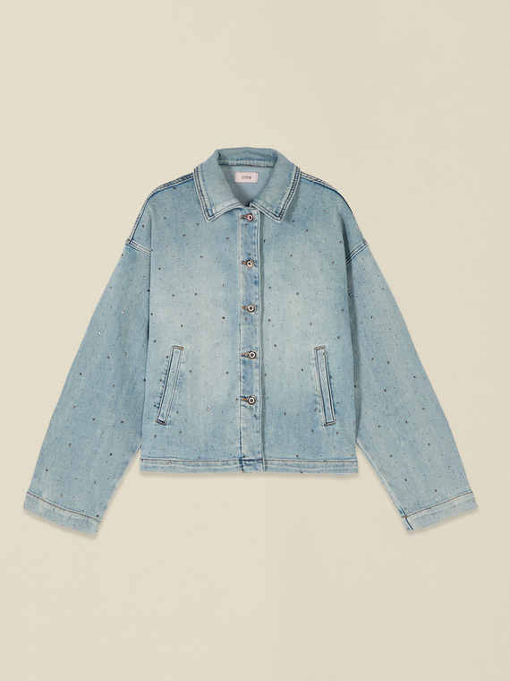 Denim jacket with crystals