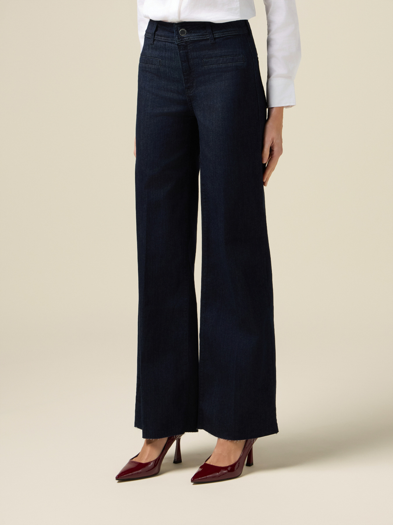 Blaue Rinse-Palazzo-Jeans image number 3