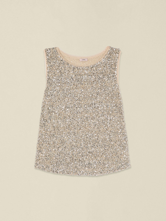 Sequined tulle top