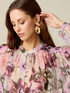 Patterned mixed silk voile blouse image number 2