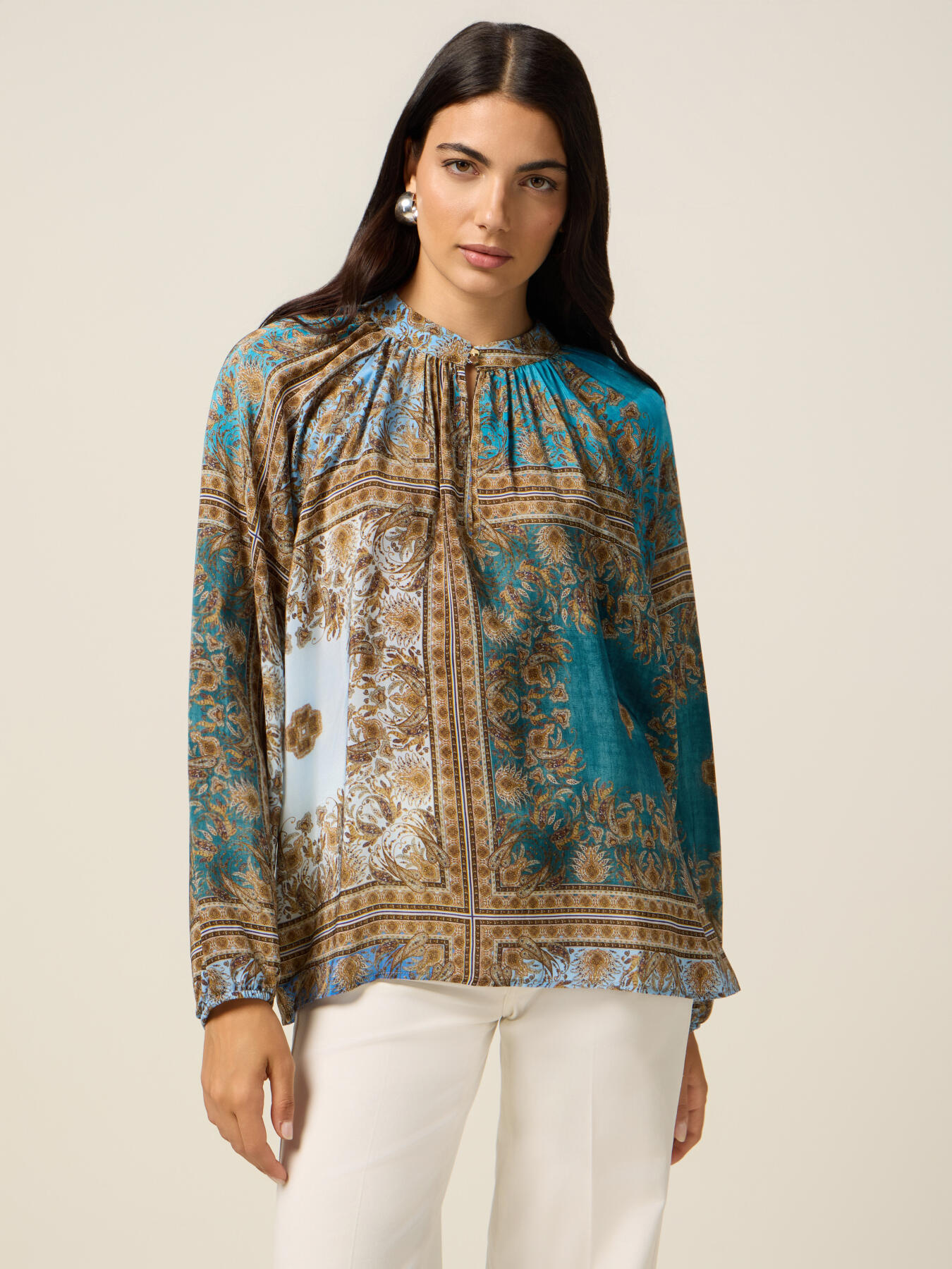 Patterned viscose blouse image number 0