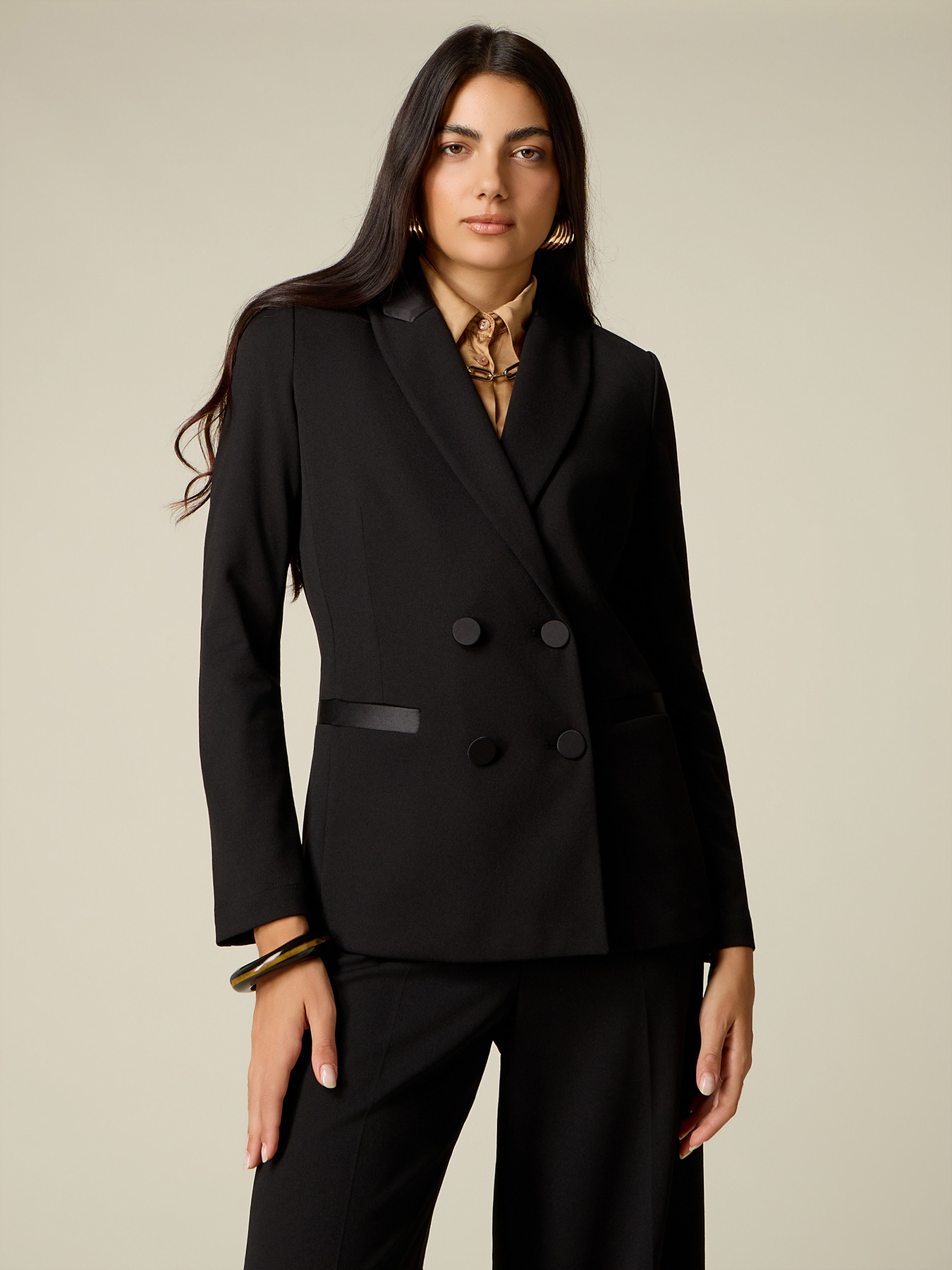 Doppelreihiger Blazer mit bezogenen Kn&ouml;pfen image number 0