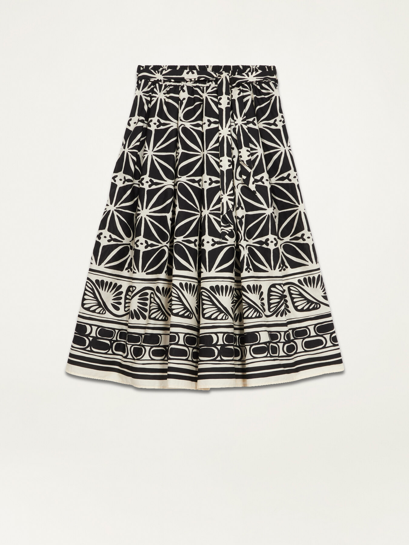 Falda midi de algodón estampado image number 4