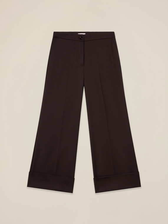 Cropped palazzo flannel trousers