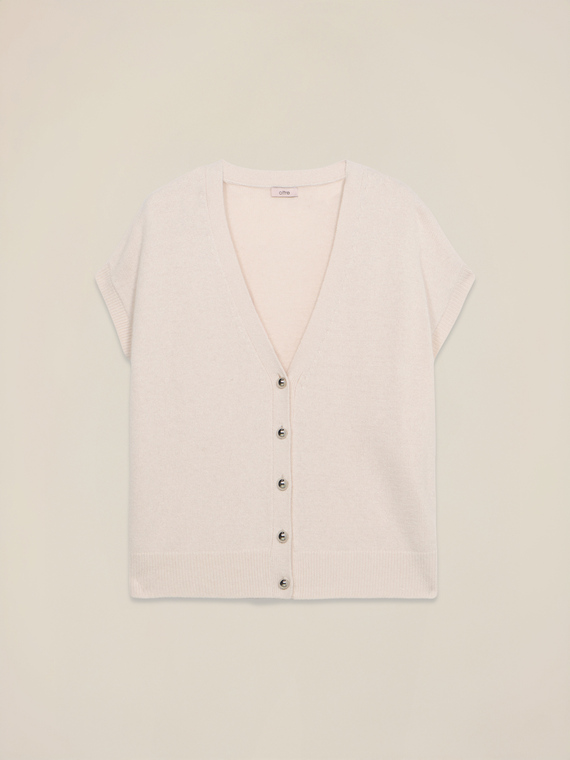 Cardigan court en maille fine m&eacute;lange viscose
