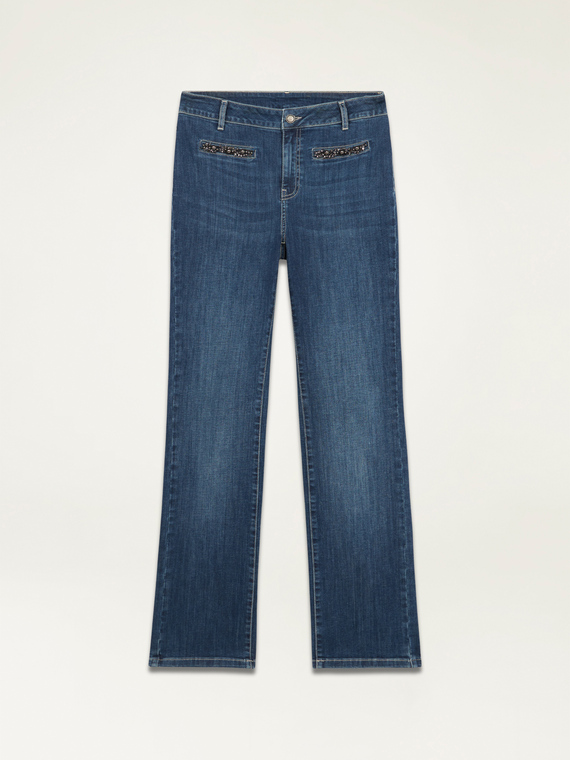 Jeans regular eco-friendly con ricamo gioiello