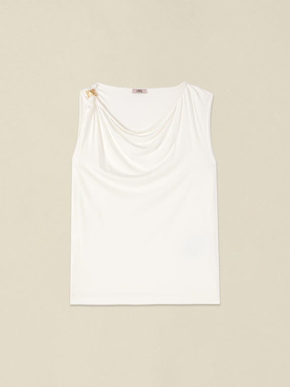 Top with drape and metal clasp
