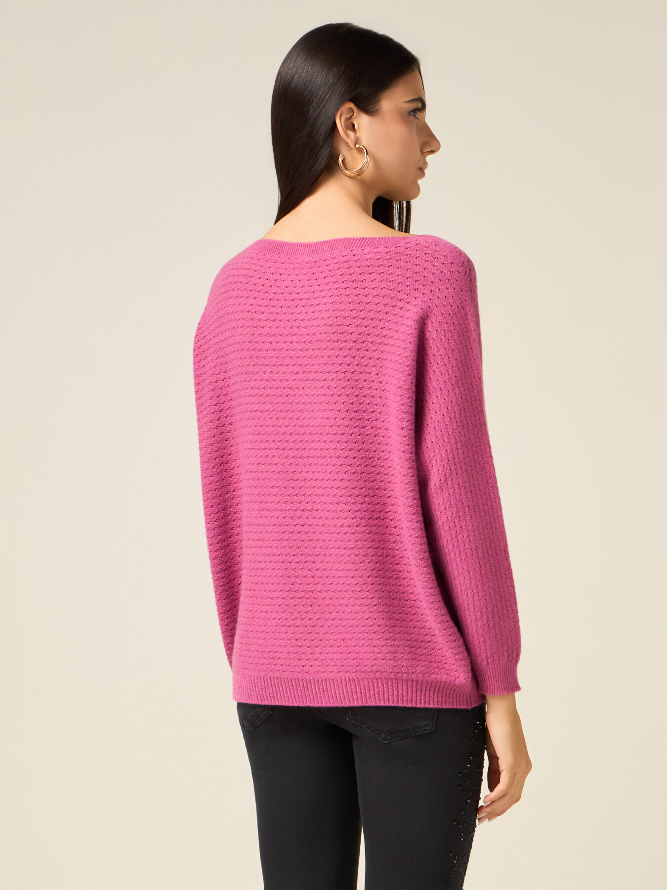 Viscose blend knit with openwork processing image number 1