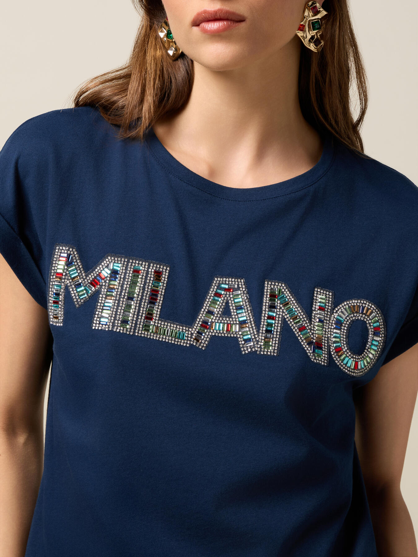 Camiseta de punto jersey con bordado de letras image number 2