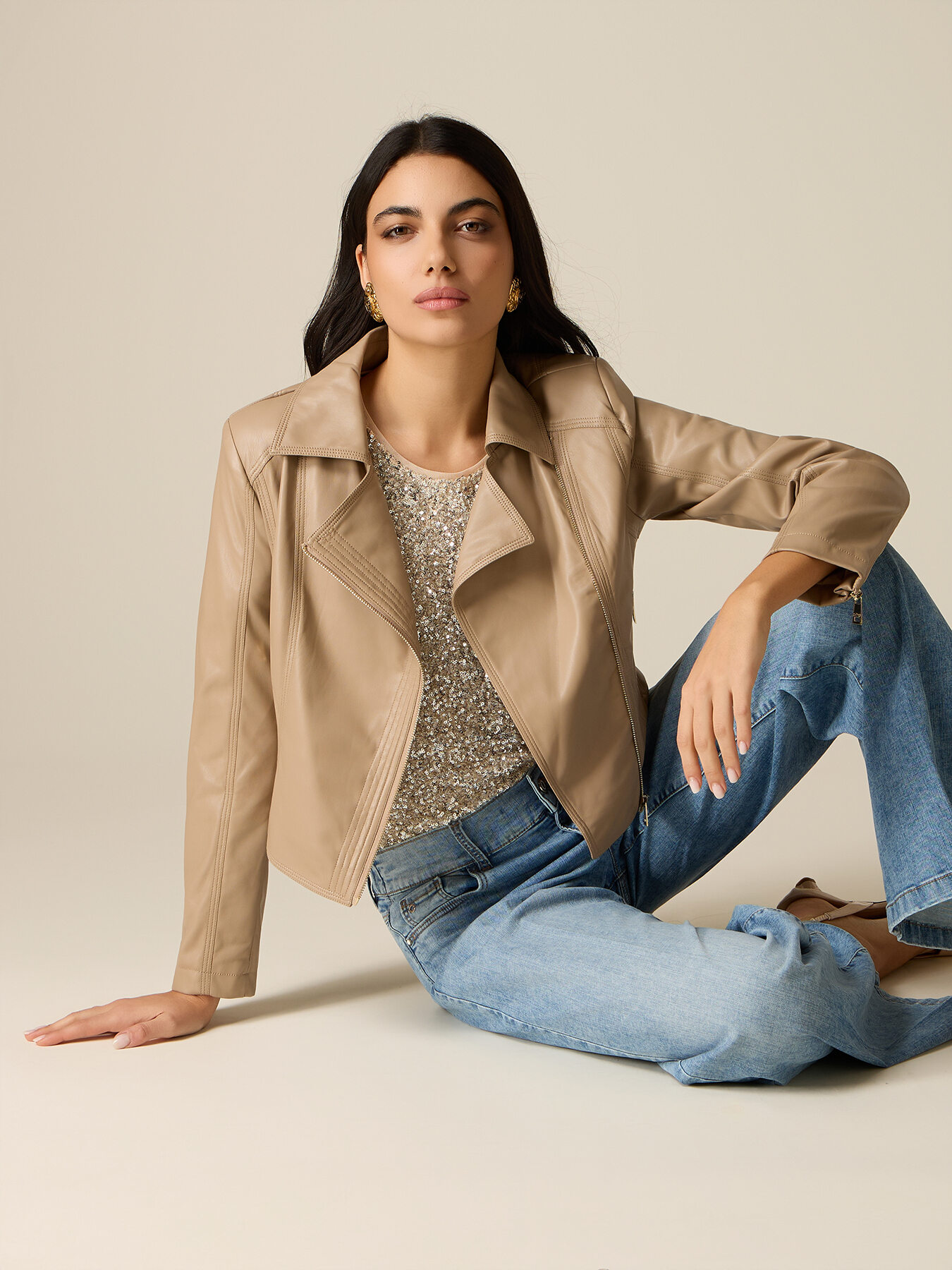 Cropped biker jacket image number 0