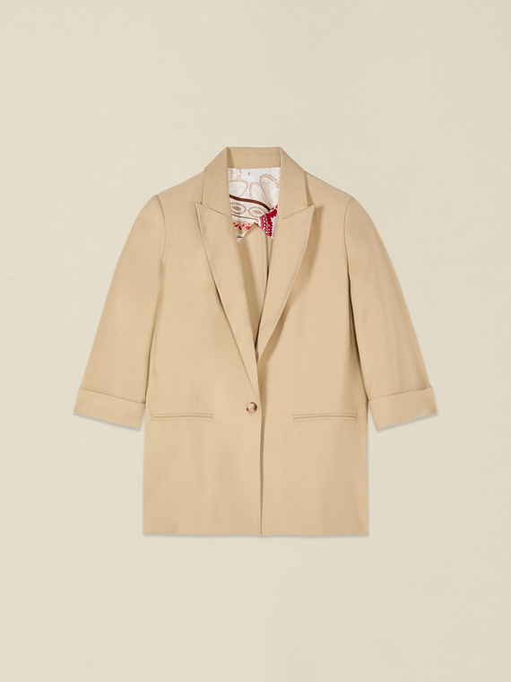 Blazer en m&eacute;lange viscose manches trois-quarts