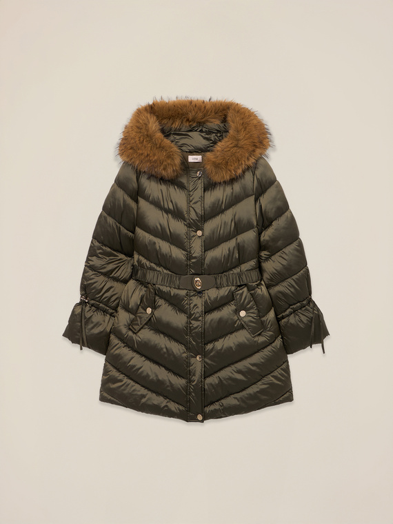 Midi down jacket with belt