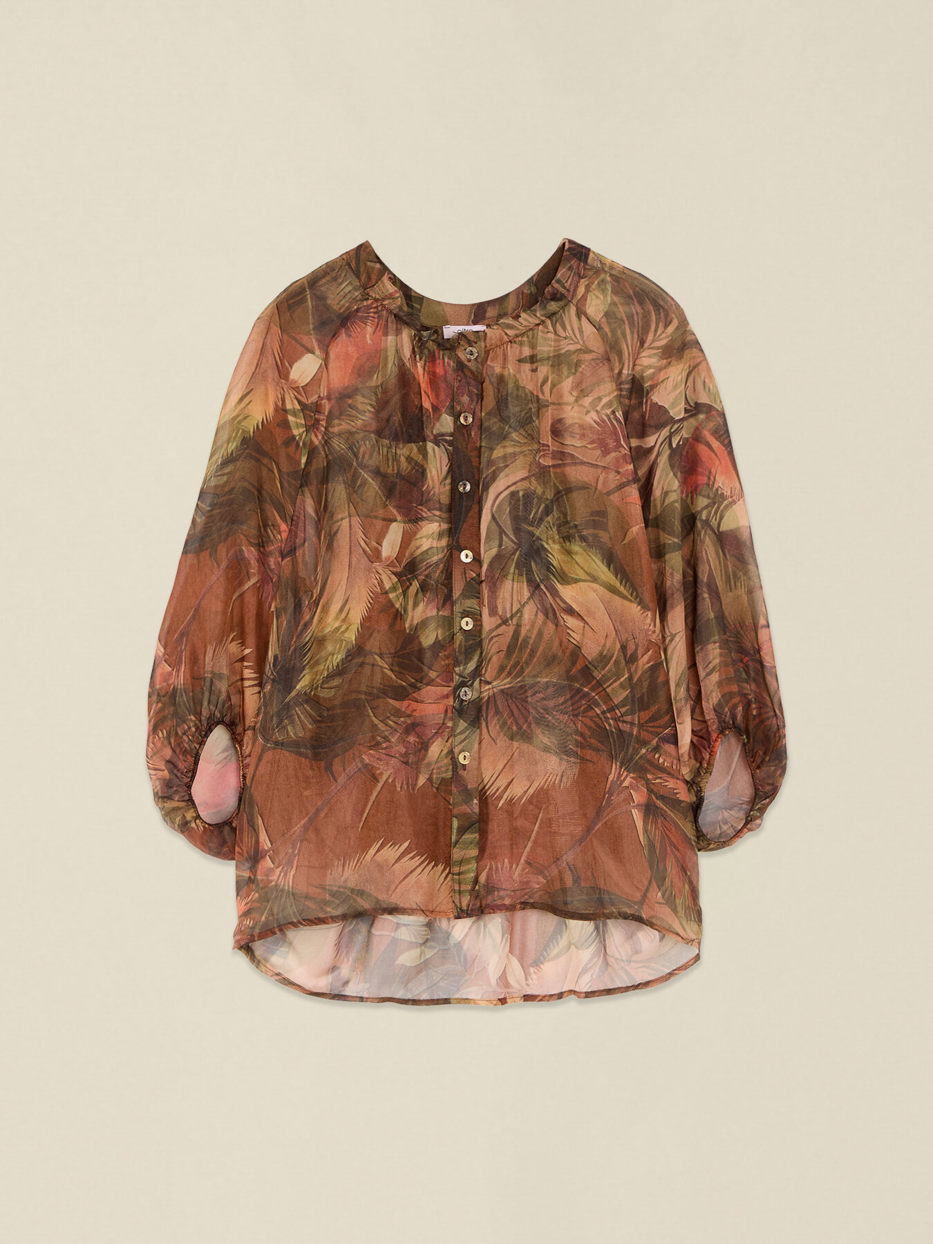 Camisa de gasa estampada mezcla de seda image number 3
