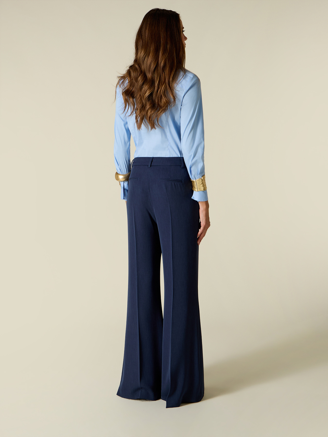 Yarn-dyed palazzo pants image number 1