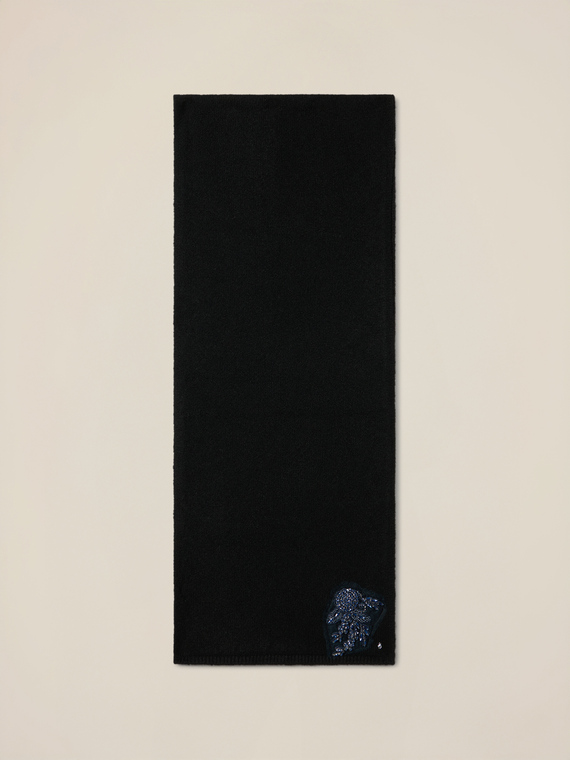 &Eacute;charpe en laine m&eacute;lang&eacute;e avec broderie bijou