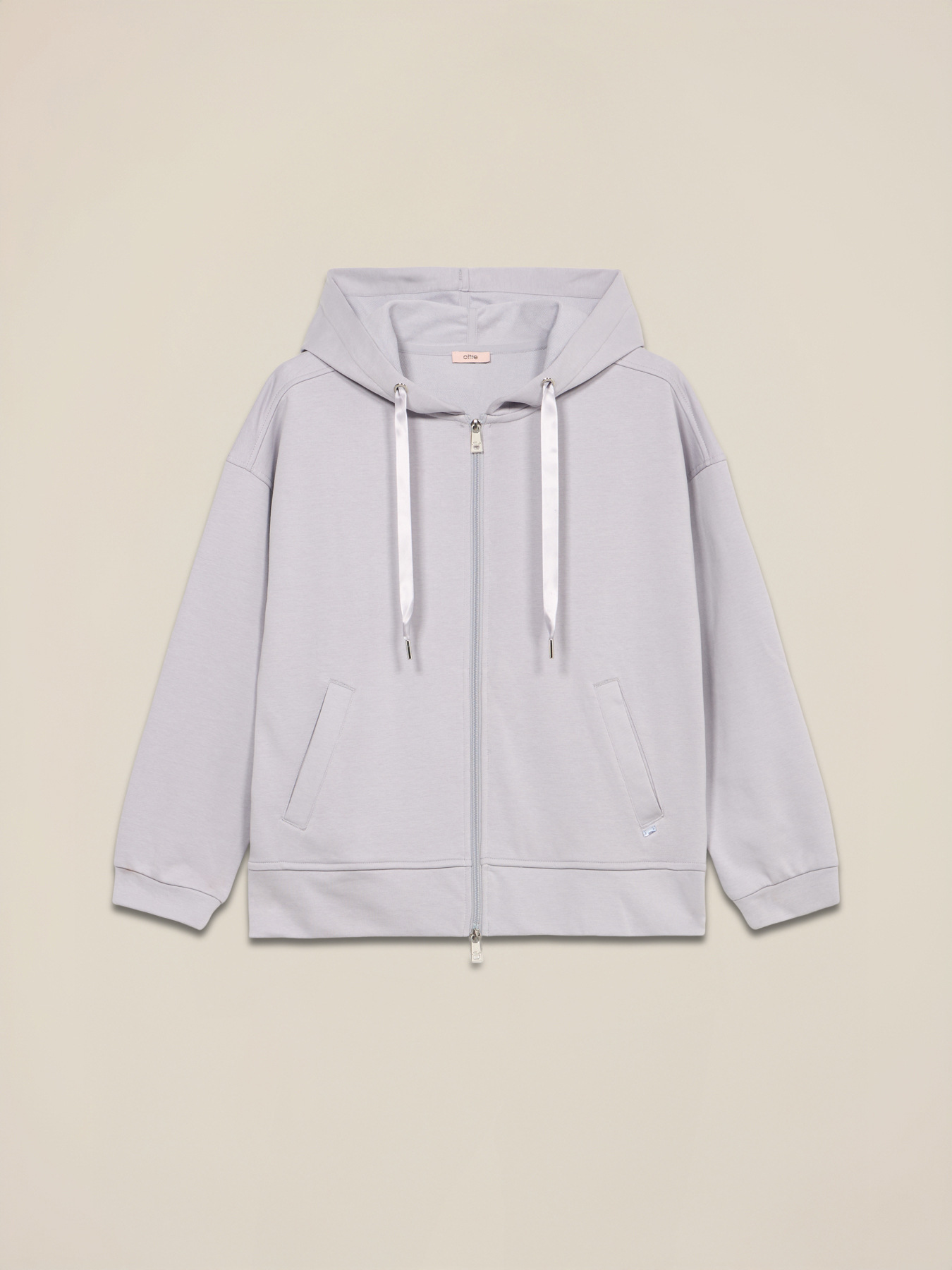 Cotton blend hoodie with zip image number 3