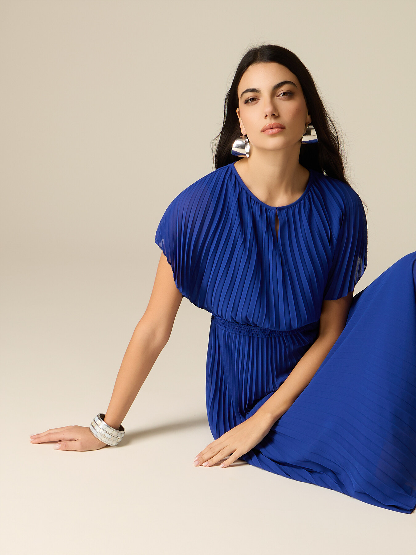 Vestito midi in georgette pliss&eacute; image number 2