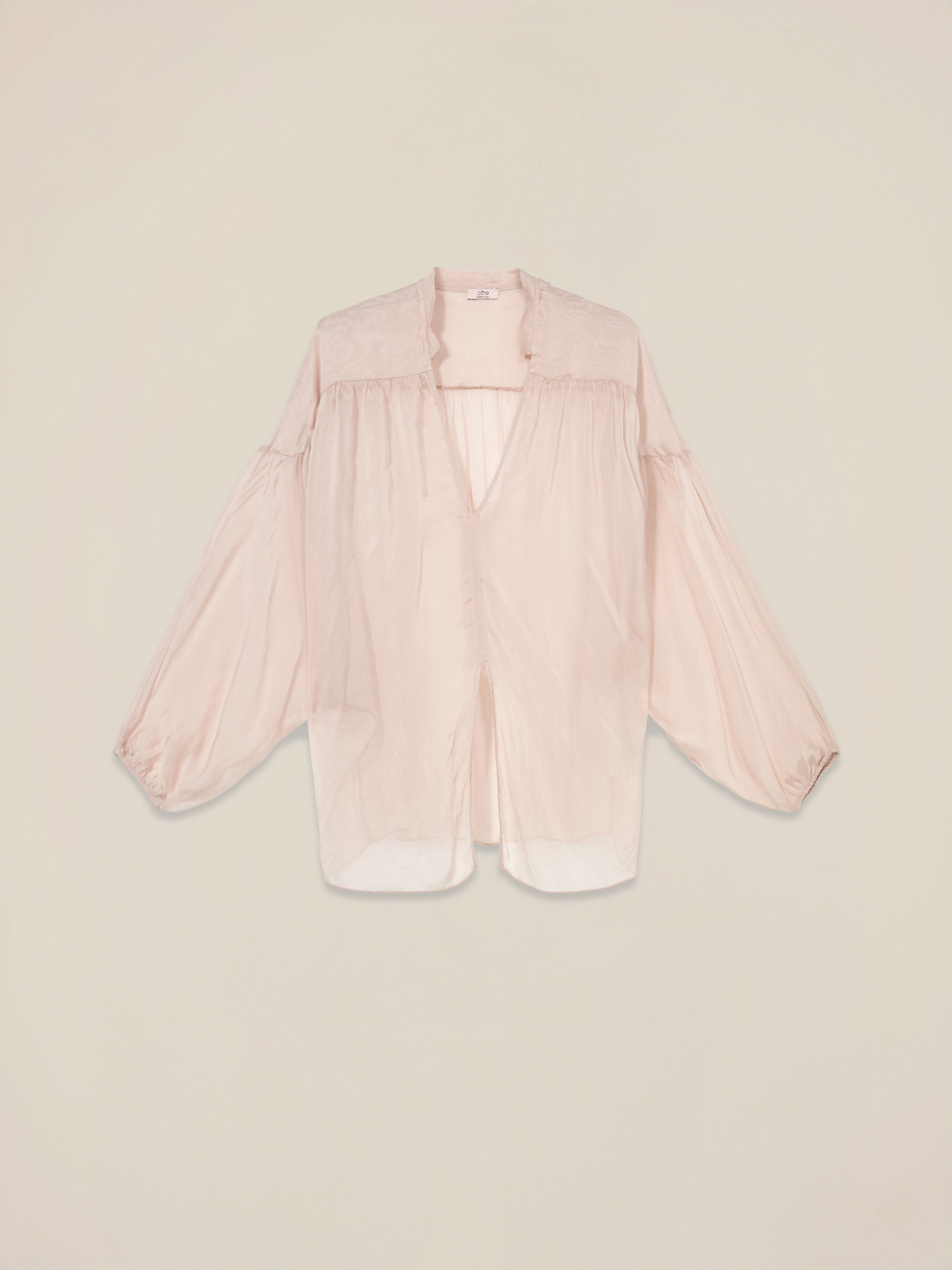 Blusa coprispalle in voile misto seta image number 3