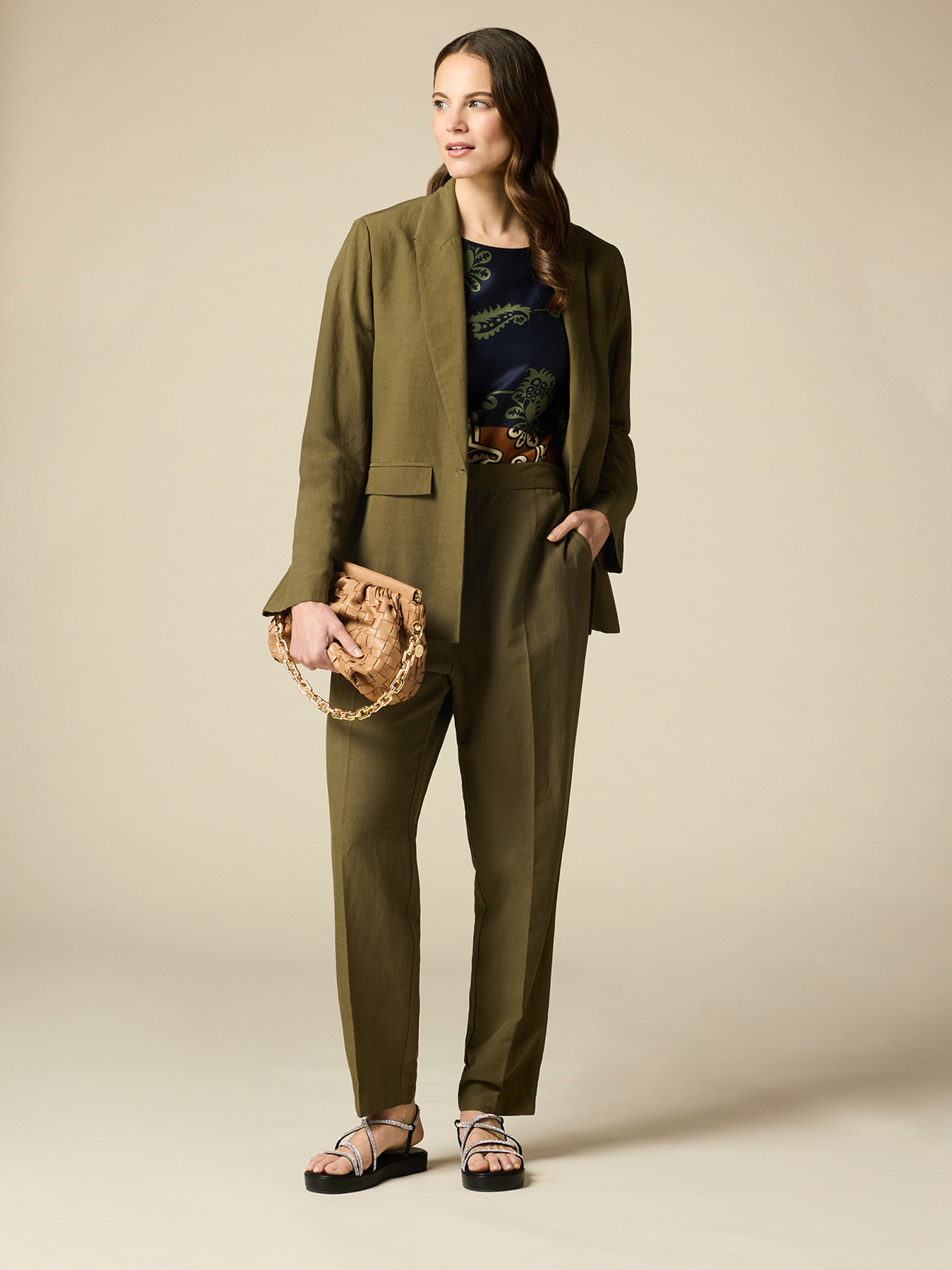 Blazer de mezcla de lino image number 3